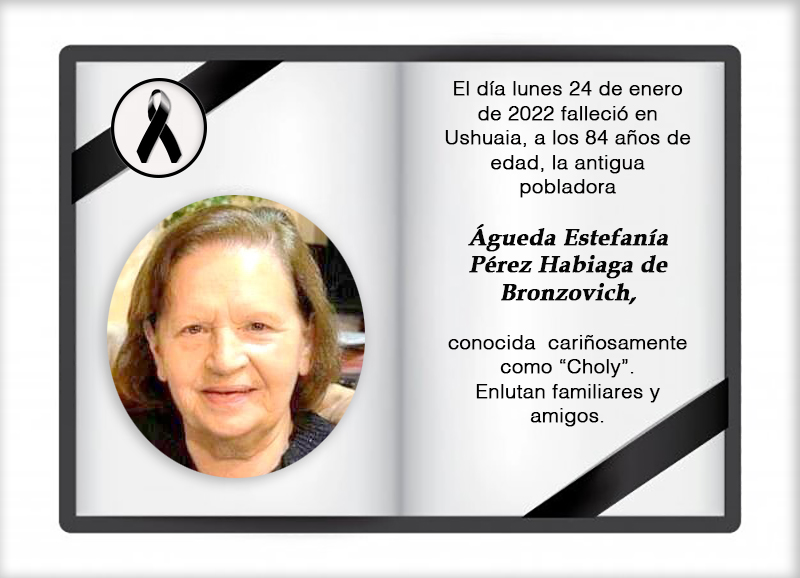 Fallecimiento | Águeda Estefanía Pérez Habiaga de Bronzovich