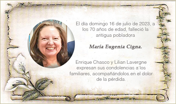 Condolencias por el fallecimiento de María Eugenia Cigna
