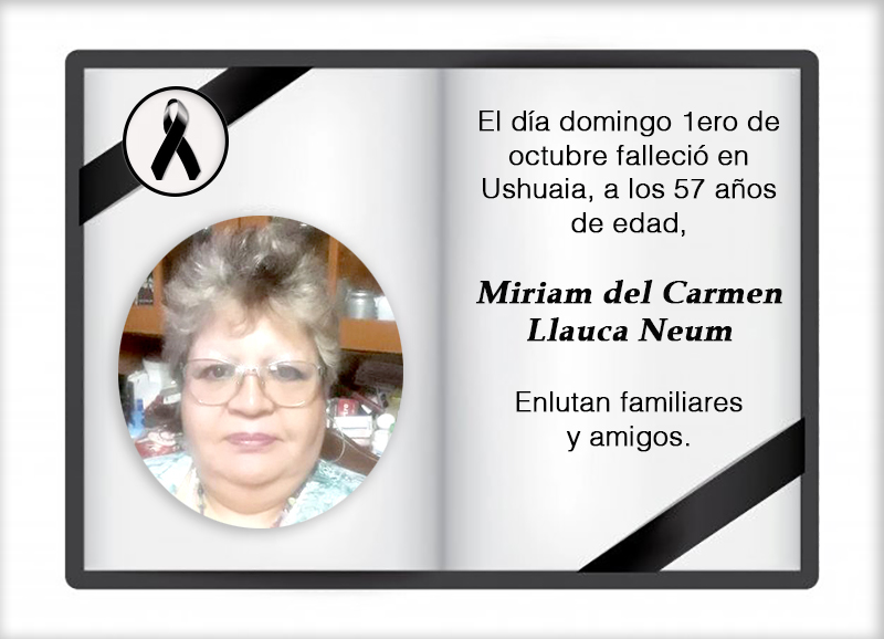 Fallecimiento | Miriam del Carmen Llauca Neum