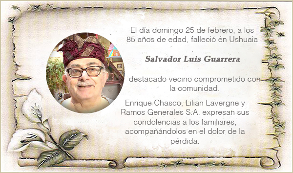 Condolencias por el fallecimiento de Salvador Luis Guarrera