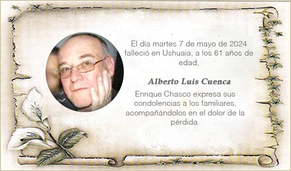 Condolencias por el fallecimiento de Alberto Luis Cuenca