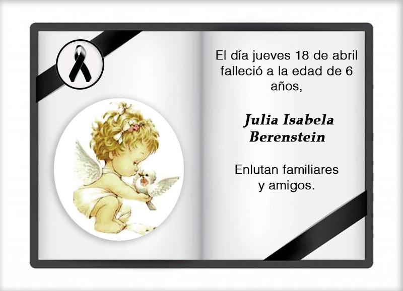 Fallecimiento | Julia Isabela Berenstein