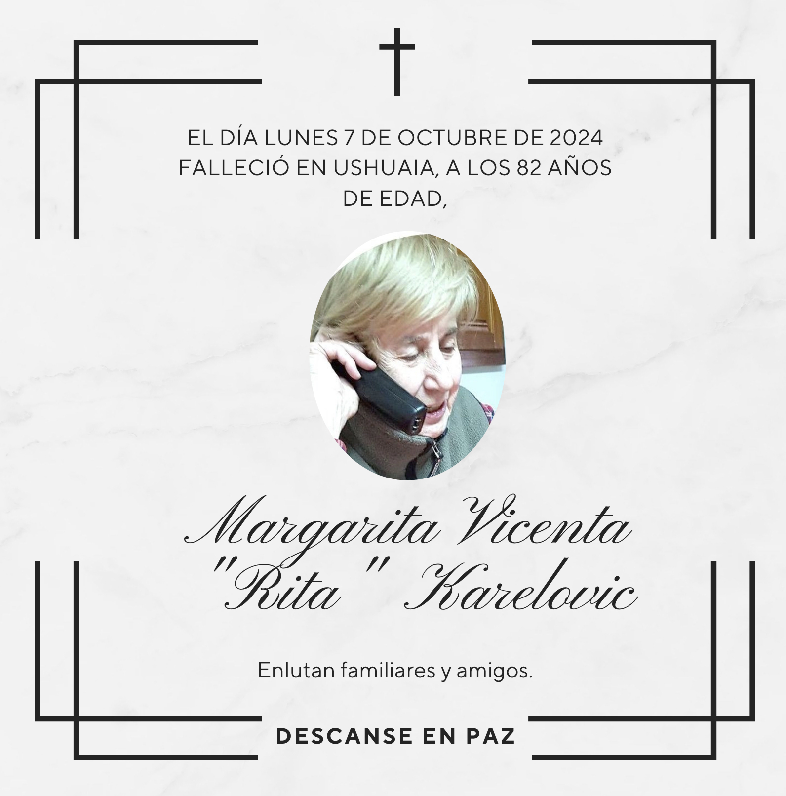 Fallecimiento | Margarita Vicenta Rita Karelovic