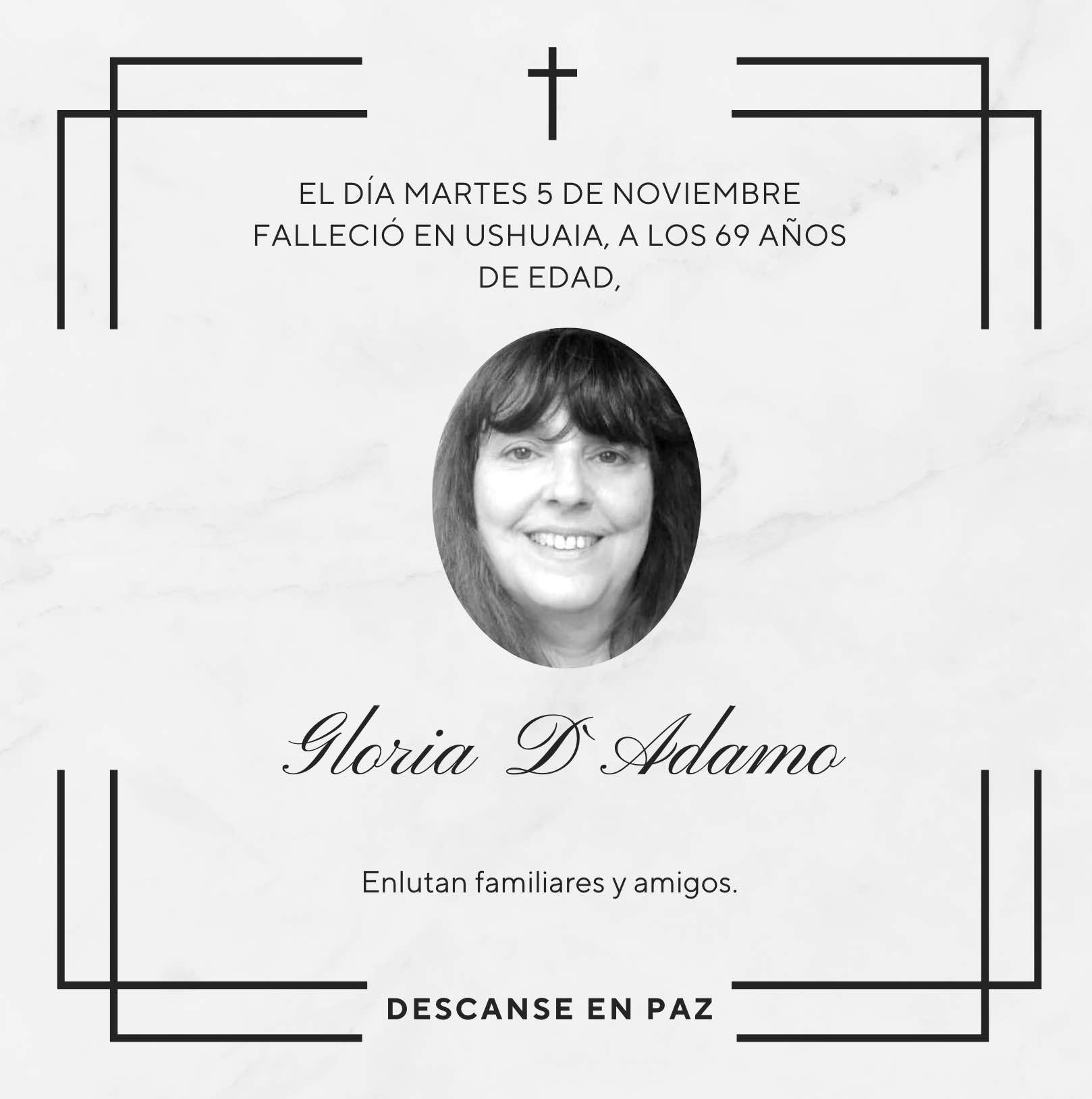 Fallecimiento | Gloria D`Adamo