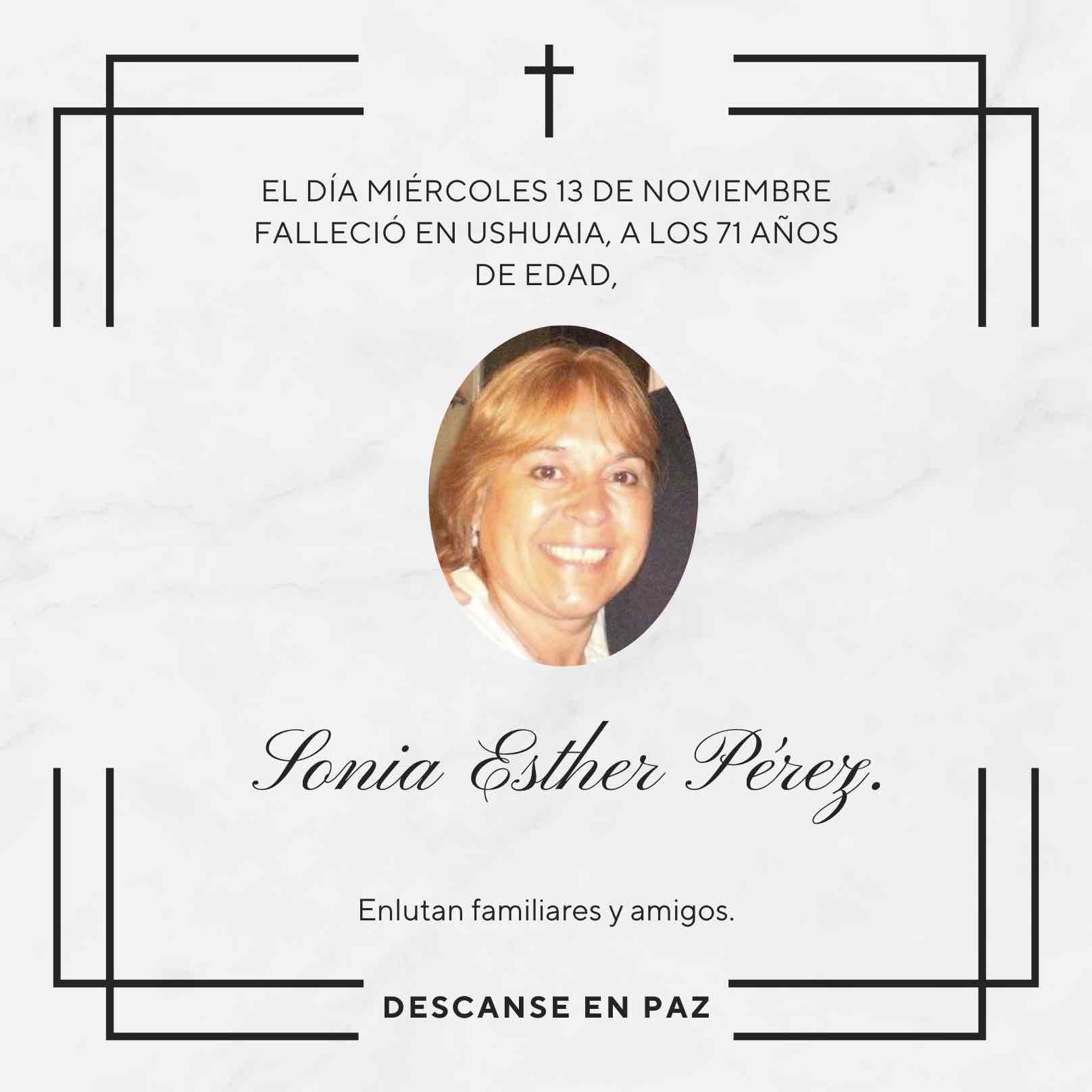 Fallecimiento | Sonia Esther Pérez.