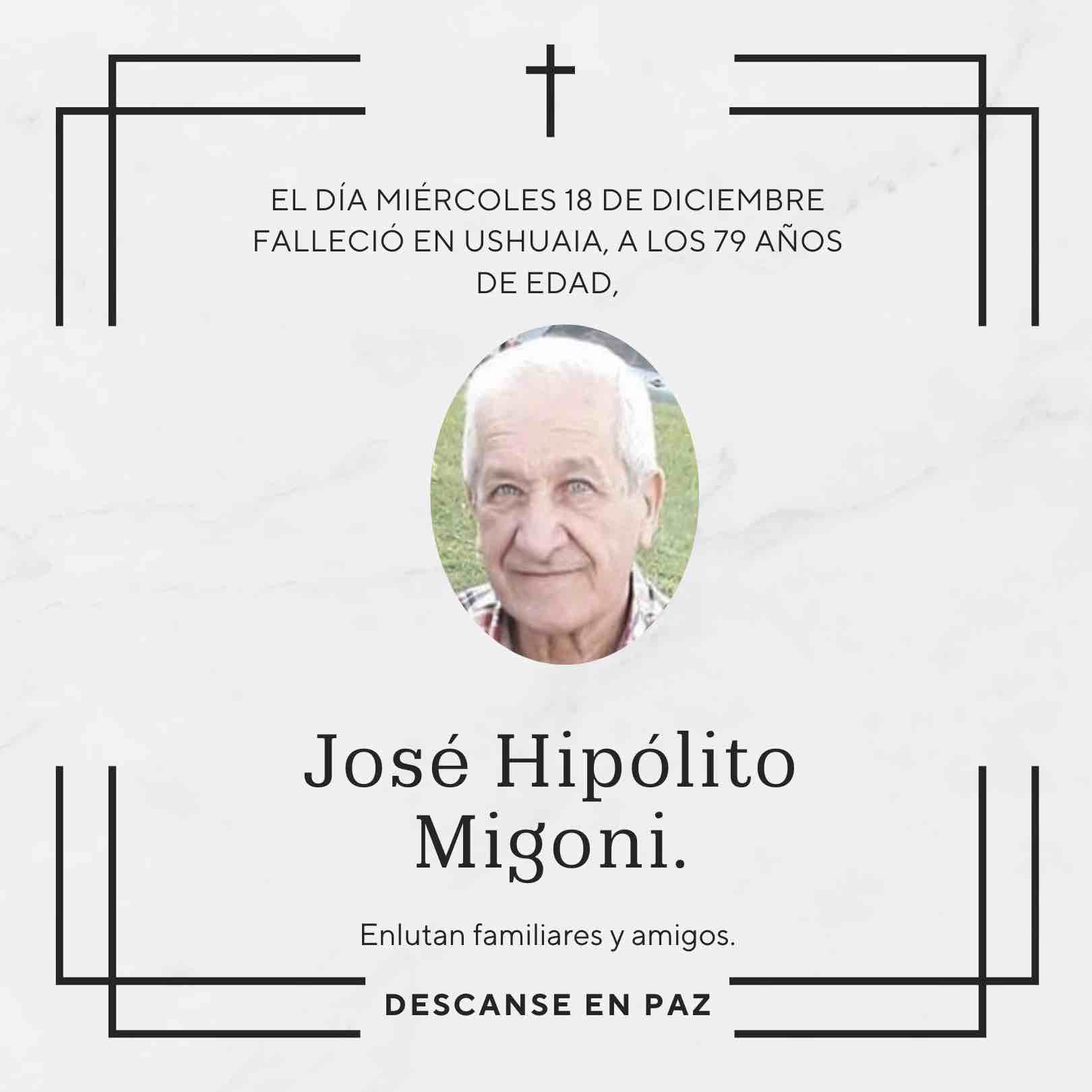 Fallecimiento | José Hipólito Migoni.