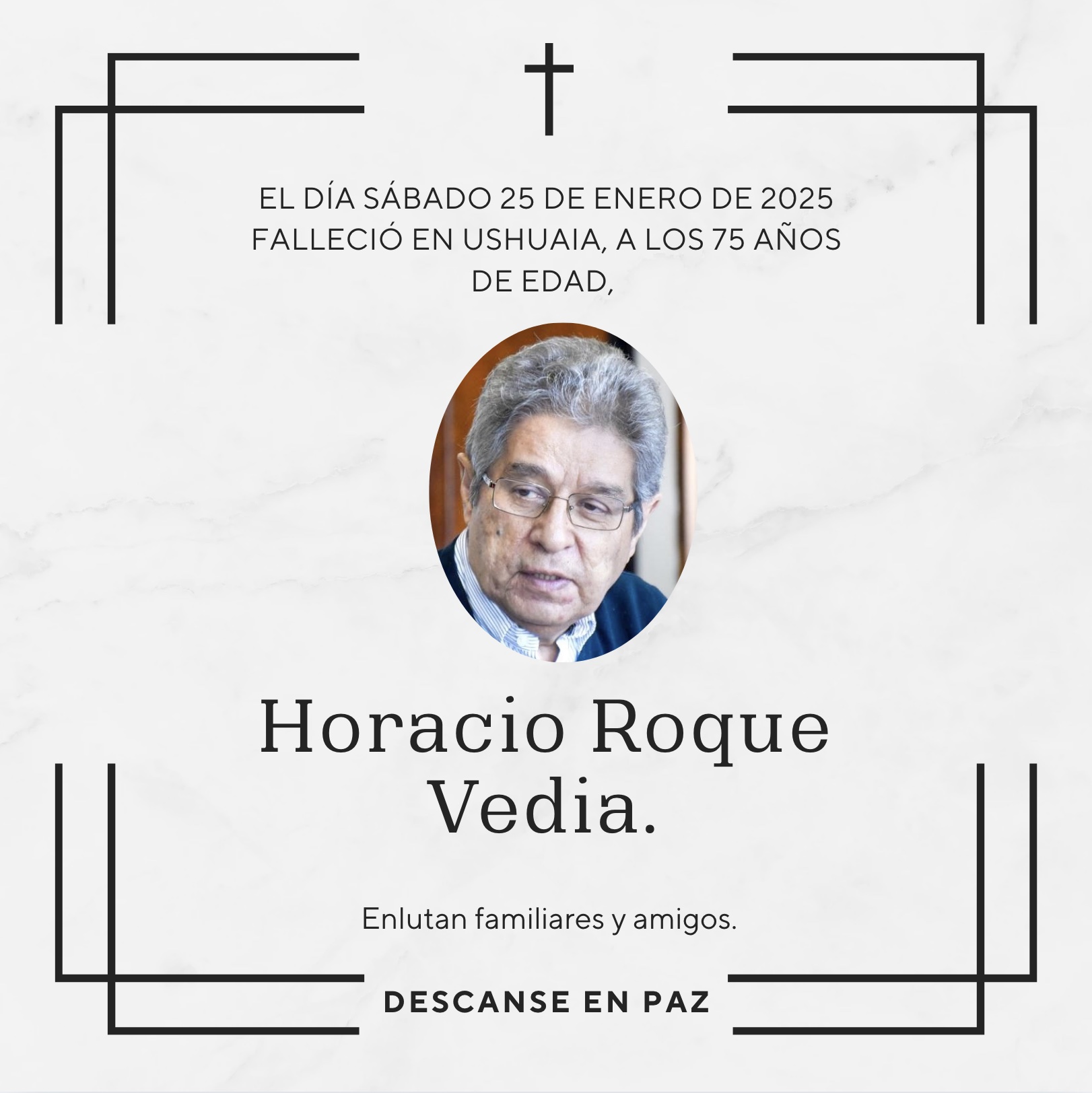 Fallecimiento | Horacio Roque Vedia.