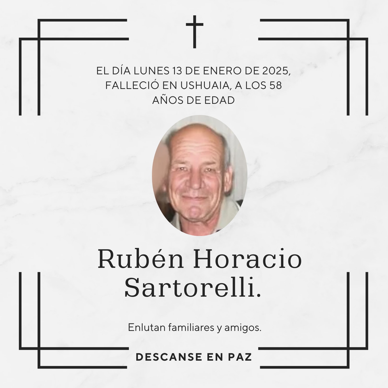 Fallecimiento | Rubén Horacio Sartorelli.