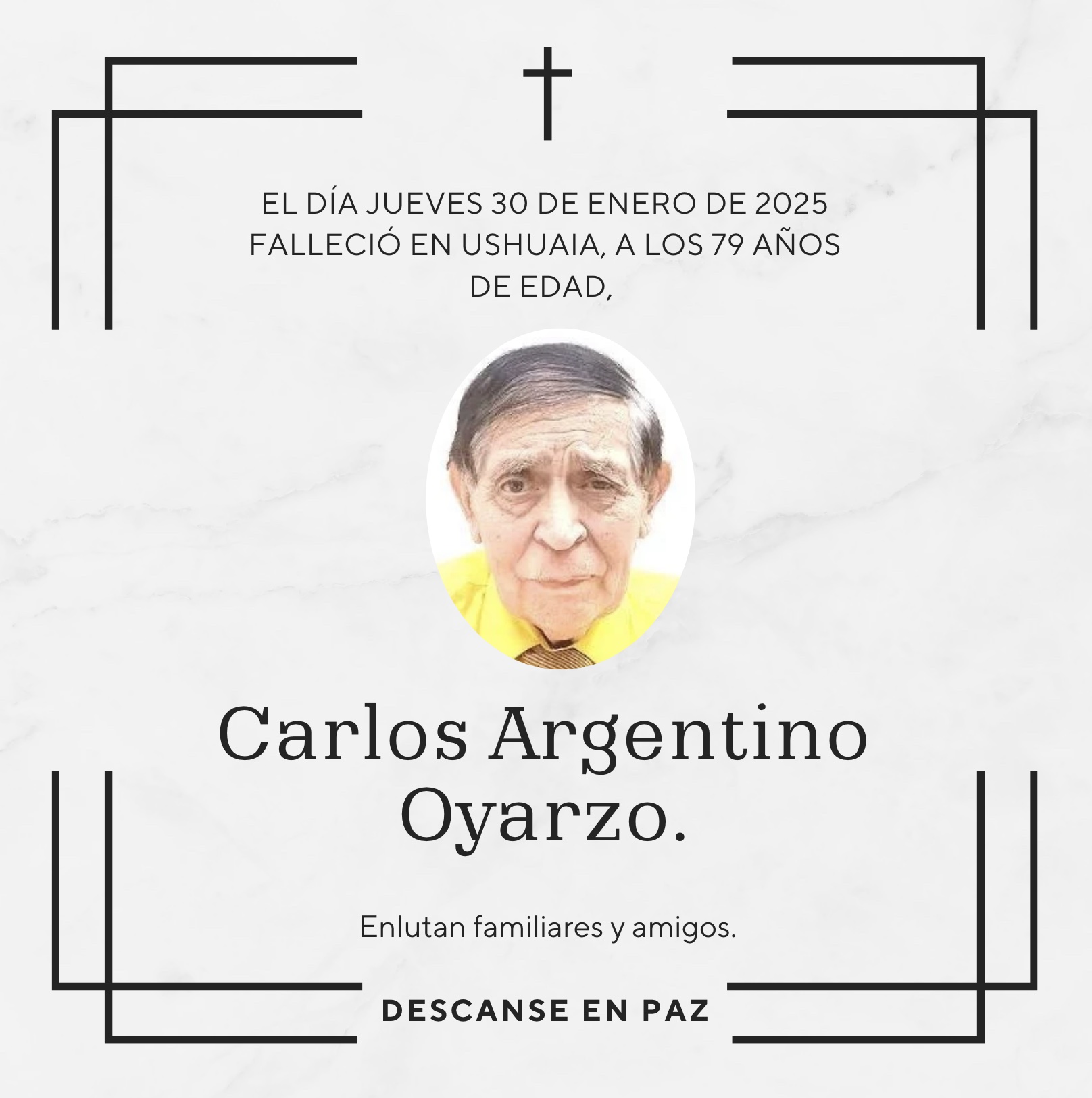 Fallecimiento | Carlos Argentino Oyarzo.