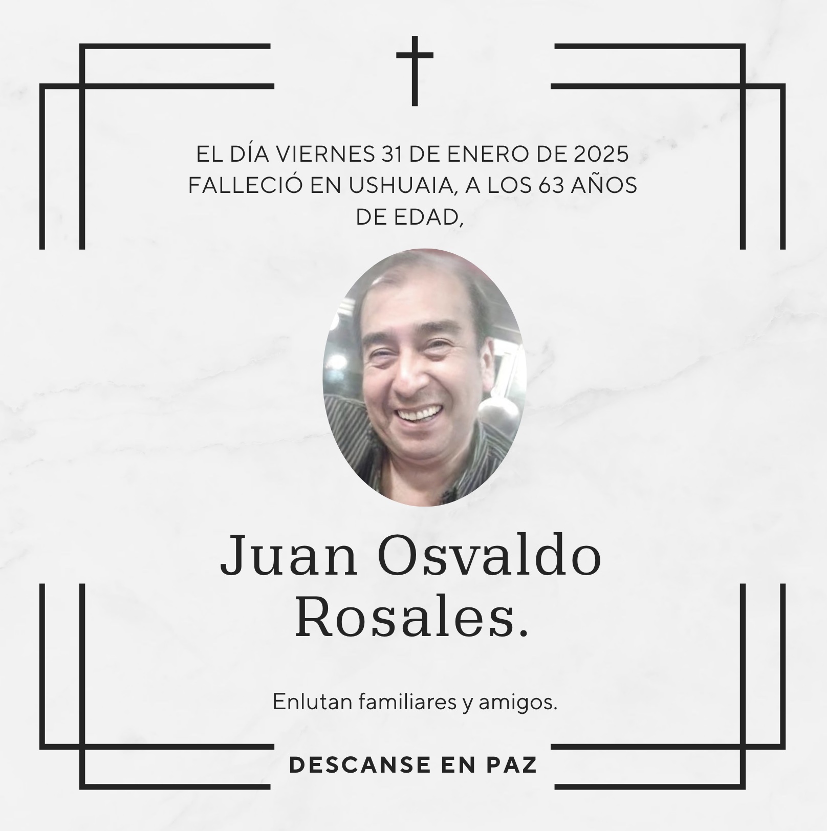 Fallecimiento | Juan Osvaldo Rosales.